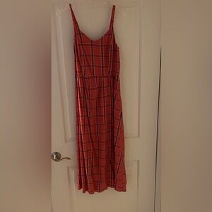 Old Navy Red Plaid Maxi Dress
